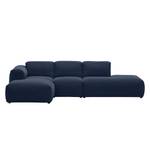 Hoekbank HUDSON met chaise longue Geweven stof Milan: Lichtblauw - Longchair vooraanzicht links