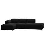 Ecksofa HUDSON mit Chaiselongue Webstoff Saia: Anthrazit - Longchair davorstehend links