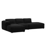 Hoekbank HUDSON met chaise longue Geweven stof Saia: Antraciet - Longchair vooraanzicht links