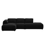 Ecksofa HUDSON mit Chaiselongue Webstoff Saia: Anthrazit - Longchair davorstehend links