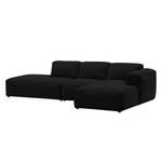 Ecksofa HUDSON mit Chaiselongue Webstoff Saia: Anthrazit - Longchair davorstehend rechts