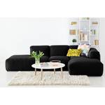 Ecksofa HUDSON mit Chaiselongue Webstoff Saia: Anthrazit - Longchair davorstehend rechts