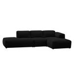 Ecksofa HUDSON mit Chaiselongue Webstoff Saia: Anthrazit - Longchair davorstehend rechts