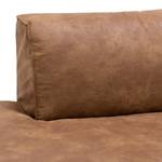 Ecksofa HUDSON mit Chaiselongue Leder-Textil Lapu: Cognac - Longchair davorstehend rechts