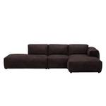 Ecksofa HUDSON mit Chaiselongue Leder-Textil Lapu: Dunkelbraun - Longchair davorstehend rechts