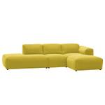 Ecksofa HUDSON mit Chaiselongue Webstoff Milan: Gelb - Longchair davorstehend rechts