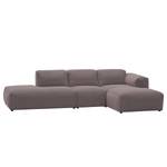 Ecksofa HUDSON mit Chaiselongue Webstoff Milan: Grau-Braun - Longchair davorstehend rechts