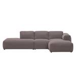 Ecksofa HUDSON mit Chaiselongue Webstoff Milan: Grau-Braun - Longchair davorstehend rechts