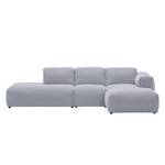 Ecksofa HUDSON mit Chaiselongue Webstoff Saia: Hellgrau - Longchair davorstehend rechts