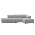 Ecksofa HUDSON mit Chaiselongue Webstoff Anda II: Silber - Longchair davorstehend rechts