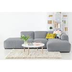 Ecksofa HUDSON mit Chaiselongue Webstoff Anda II: Silber - Longchair davorstehend rechts