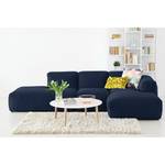 Ecksofa HUDSON mit Chaiselongue Webstoff Milan: Dunkelblau - Longchair davorstehend rechts