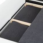 Canapé d'angle Huelva (convertible) Imitation cuir / Tissu - Blanc / Gris - Méridienne courte à droite (vue de face)