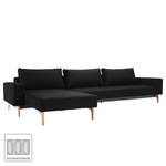 Hoekbank Idun Lounger geweven stof (met (met slaapfunctie) - geweven stof - Stof Twist: Black