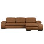 Ecksofa Infinity (mit Schlaffunktion) Antiklederlook - Cognac - Longchair davorstehend rechts