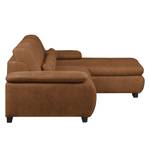 Ecksofa Infinity (mit Schlaffunktion) Antiklederlook - Cognac - Longchair davorstehend rechts