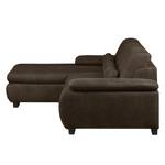 Hoekbank Infinity (met slaapfunctie) - antieke leerlook - Espressokleurig - Longchair vooraanzicht links