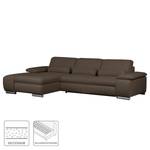 Ecksofa Infinity (mit Schlaffunktion) Webstoff - Espresso - Longchair davorstehend links