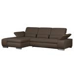 Ecksofa Infinity (mit Schlaffunktion) Webstoff - Espresso - Longchair davorstehend links