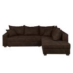 Canapé d'angle Inywa Aspect cuir antique - Microfibre Priya: Marron foncé - Avec fonction couchage