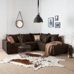 Canapé d'angle Inywa Aspect cuir antique - Microfibre Priya: Marron foncé - Avec fonction couchage