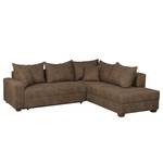 Canapé d'angle Inywa Aspect cuir antique - Microfibre Priya: Marron - Avec fonction couchage