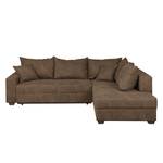 Canapé d'angle Inywa Aspect cuir antique - Microfibre Priya: Marron - Avec fonction couchage