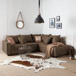 Canapé d'angle Inywa Aspect cuir antique - Microfibre Priya: Marron - Avec fonction couchage