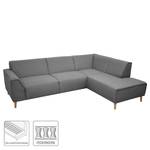 Ecksofa Kentani II Flachgewebe - Grau - Ottomane davorstehend rechts