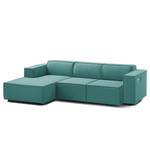 Ecksofa KINX mit Longchair Webstoff Osta: Petrol - Breite: 260 cm - Longchair davorstehend links - Sitztiefenverstellung