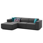 Ecksofa KINX mit Longchair Webstoff - Webstoff Osta: Anthrazit - Breite: 260 cm - Longchair davorstehend links - Keine Funktion