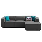 Ecksofa KINX mit Longchair Webstoff - Webstoff Osta: Anthrazit - Breite: 260 cm - Longchair davorstehend rechts - Keine Funktion