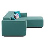 Ecksofa KINX mit Longchair Webstoff - Webstoff Osta: Petrol - Breite: 260 cm - Longchair davorstehend rechts - Keine Funktion