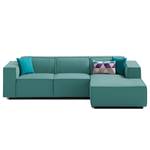 Ecksofa KINX mit Longchair Webstoff - Webstoff Osta: Petrol - Breite: 260 cm - Longchair davorstehend rechts - Keine Funktion