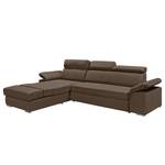 Ecksofa Korinda (mit Relaxfunktion / beidseitig montierbar) - Microvelour - Braun