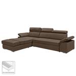 Ecksofa Korinda (mit Relaxfunktion / beidseitig montierbar) - Microvelour - Braun