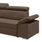 Ecksofa Korinda (mit Relaxfunktion / beidseitig montierbar) - Microvelour - Braun