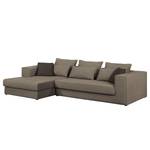 Ecksofa Lakota Webstoff Beige / Braun - Longchair davorstehend links