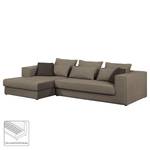 Ecksofa Lakota Webstoff Beige / Braun - Longchair davorstehend links