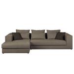 Ecksofa Lakota Webstoff Beige / Braun - Longchair davorstehend links