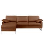 Ecksofa Laureto I Echtleder Mittelbraun - Longchair davorstehend links