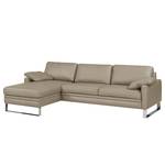 Hoekbank Laureto II echt leer - Taupe - Longchair vooraanzicht links