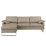 Hoekbank Laureto II echt leer - Taupe - Longchair vooraanzicht links