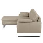 Hoekbank Laureto II echt leer - Taupe - Longchair vooraanzicht links