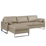 Hoekbank Laureto II echt leer - Taupe - Longchair vooraanzicht links