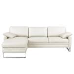 Ecksofa Laureto II Echtleder Weiß - Longchair davorstehend links