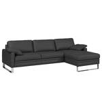 Ecksofa Laureto II Echtleder Anthrazit - Longchair davorstehend rechts