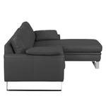 Ecksofa Laureto II Echtleder Anthrazit - Longchair davorstehend rechts