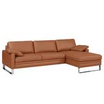 Ecksofa Laureto II Echtleder Cognac - Longchair davorstehend rechts