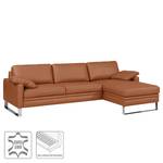 Ecksofa Laureto II Echtleder Cognac - Longchair davorstehend rechts